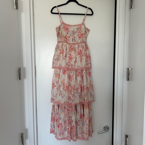 Caroline Constas Dresses & Skirts - Caroline Constas Tiered Ruffle Maxi Dress Crochet Floral Wedding Guest